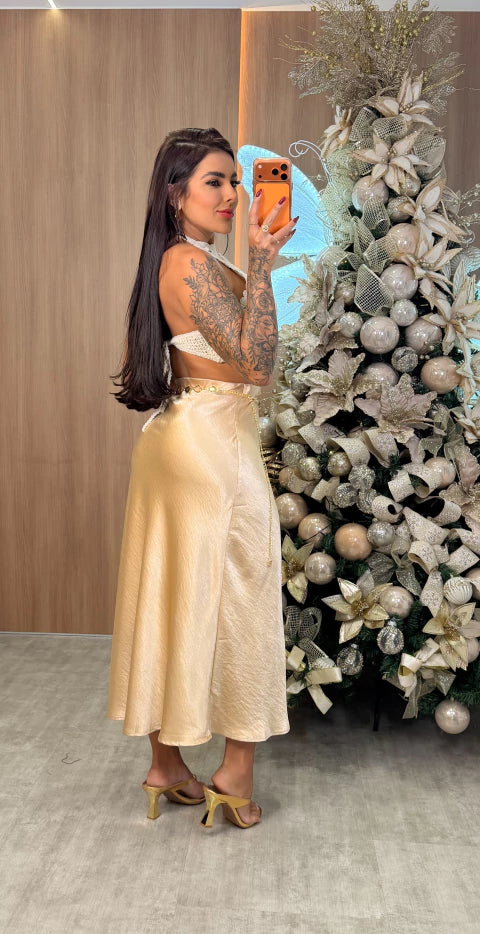 Saia Cetim Aurora Bege