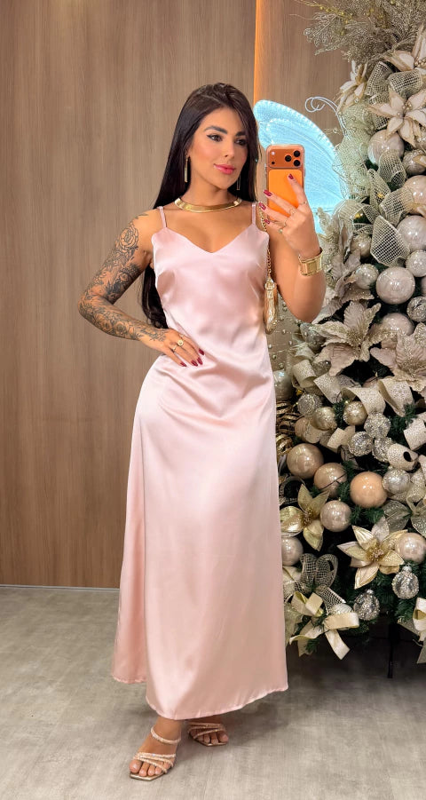 Vestido Cetim Lore - Rosa