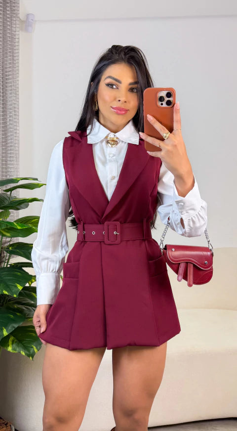 Macaquinho Blazer Alfaiataria Silvia - Marsala