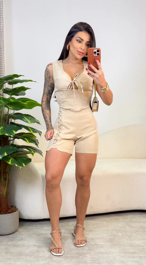 Conjunto Alfaiataria Juju - Bege