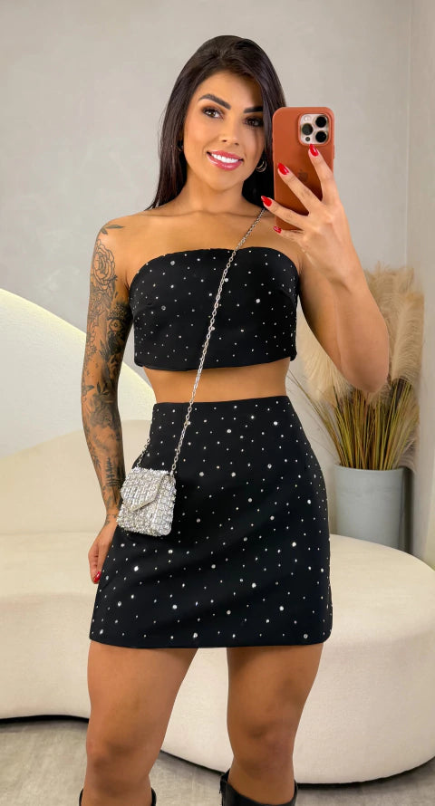 Cropped Brilho Junia - Preto