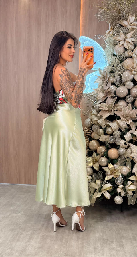 Saia Cetim Aurora Verde