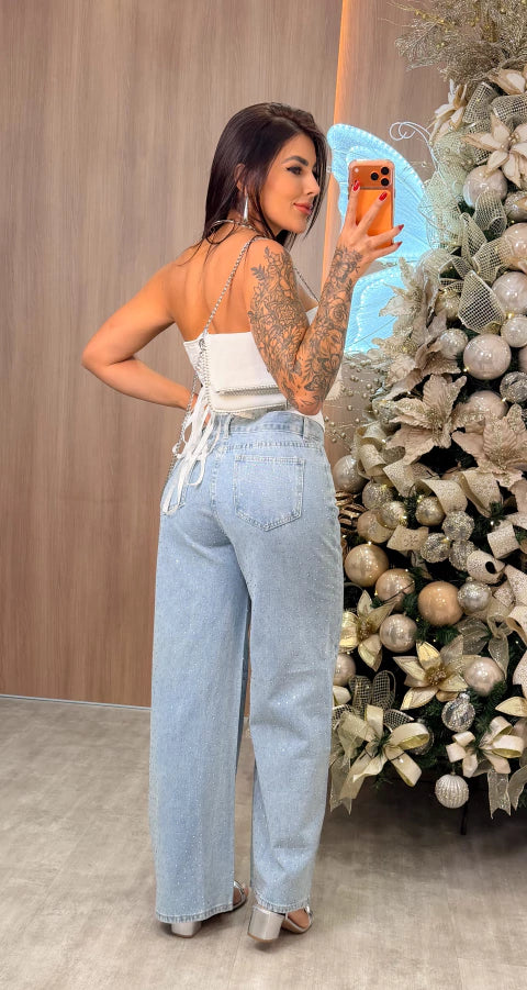 Calça Cristal Jeans Claro