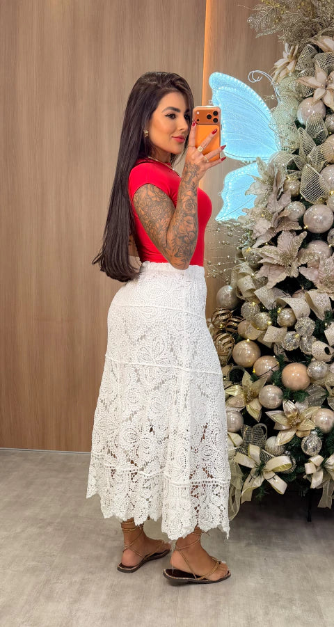 Saia Tricot Lua - Branco