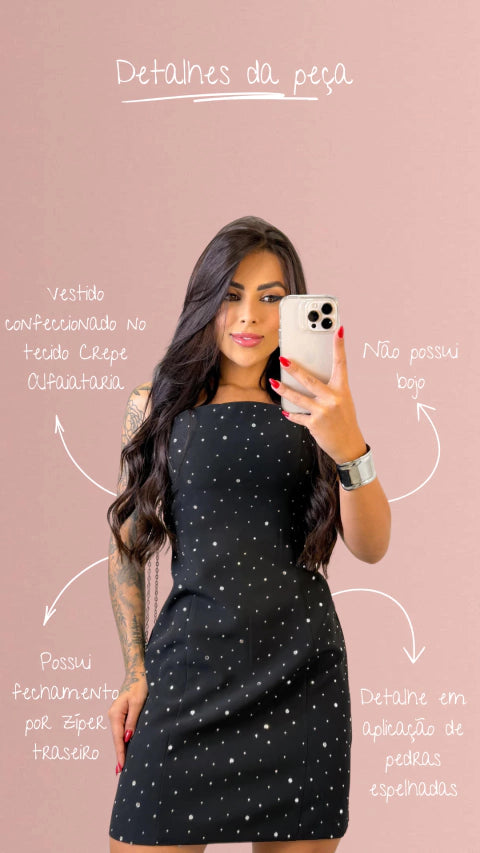 Vestido Brilho Valentina - Preto