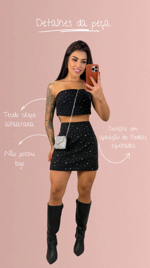 Cropped Brilho Junia - Preto