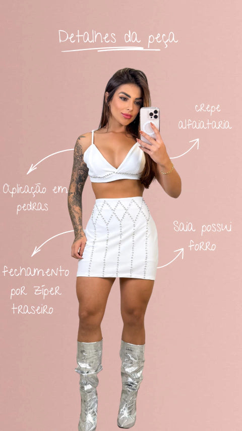 Conjunto Pedraria Louise - Branco