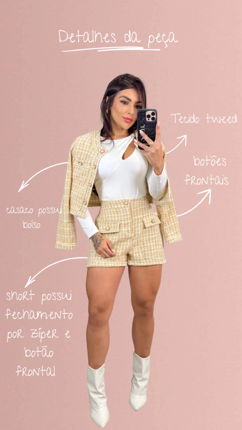 Conjunto Tweed Olivia - Bege