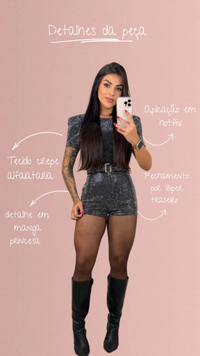 Macaquinho Hotfix Maraisa - Prata