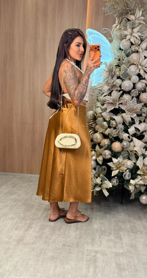 Saia Cetim Aurora Dourada