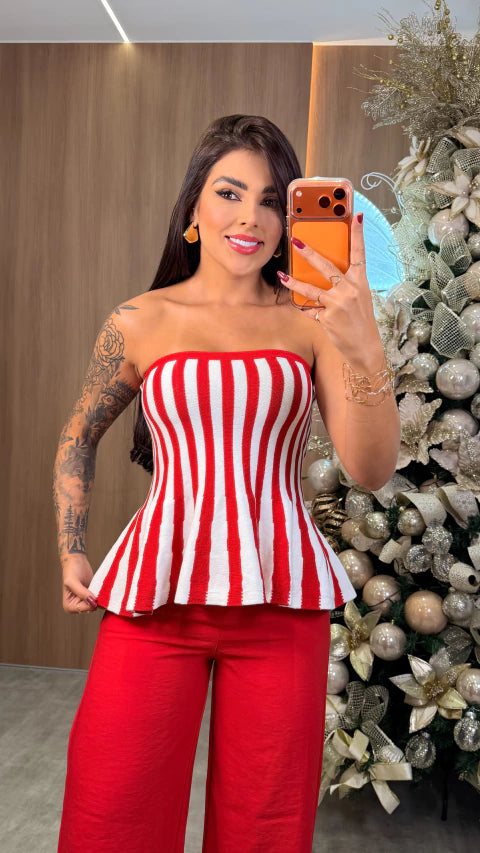 Blusa Tricot Modal Pérola - Vermelho