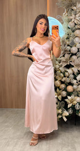 Vestido Cetim Lore - Rosa