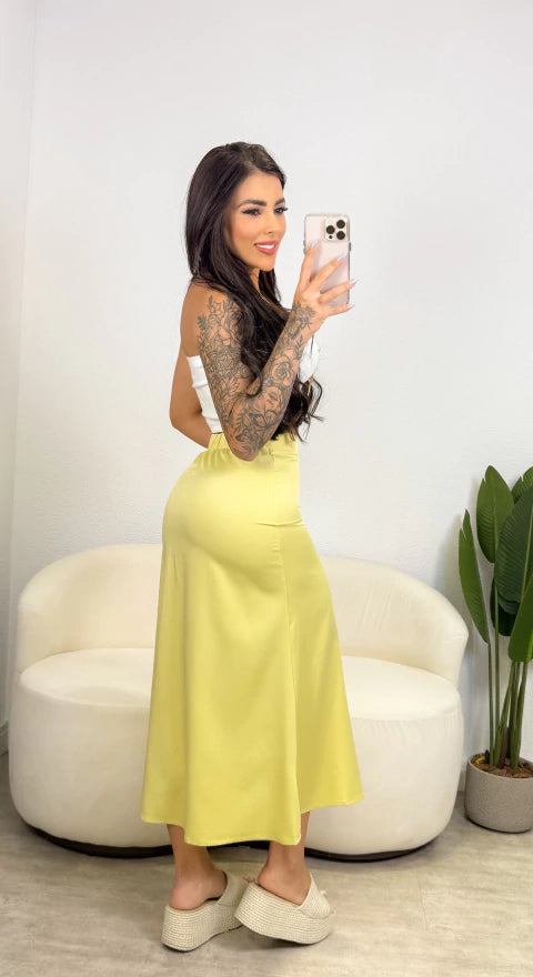 Saia Longa Cetim Safira - Verde