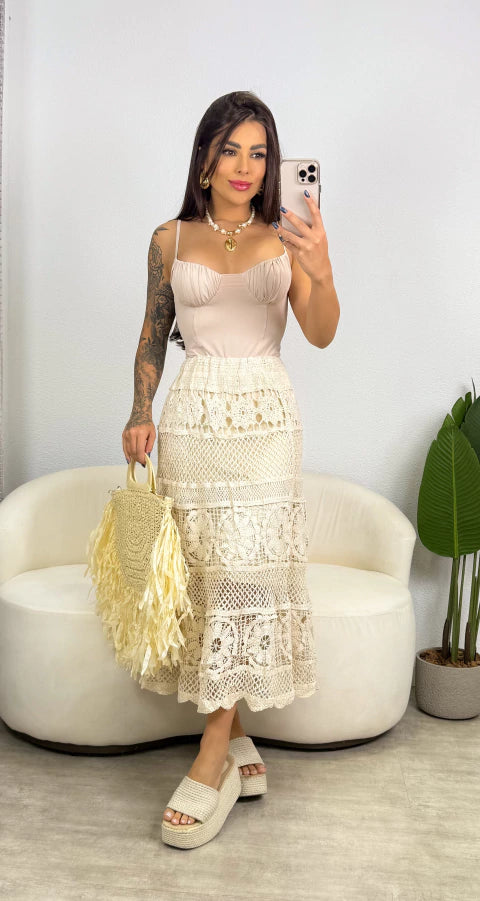 Saia Tricot Tainá - Bege