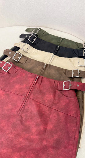 Saia Couro Tamara - Bege