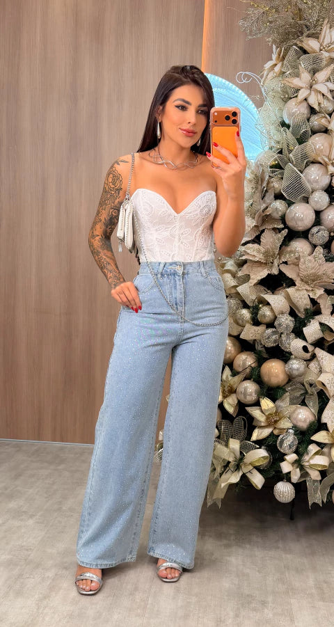 Calça Cristal Jeans Claro