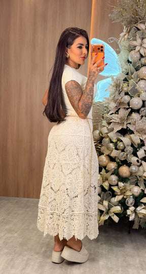 Saia Tricot Lua - Bege