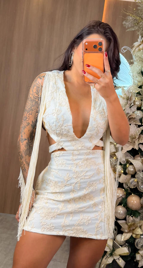 Vestido Franja Sophia - Off White