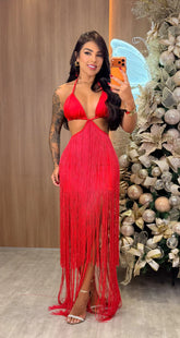 Vestido Franja Vick - Vermelho