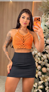 Cropped Tricot Amora - Laranja