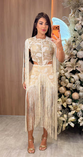 Macaquinho Franja Hailey - Bege